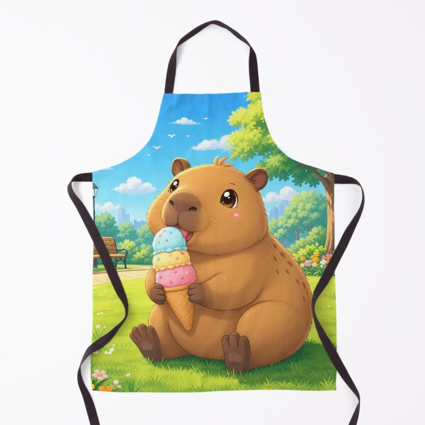 Item preview, Cute Capybara Eating Ice Cream in Sunny Park designed and sold by LuisWorks.
