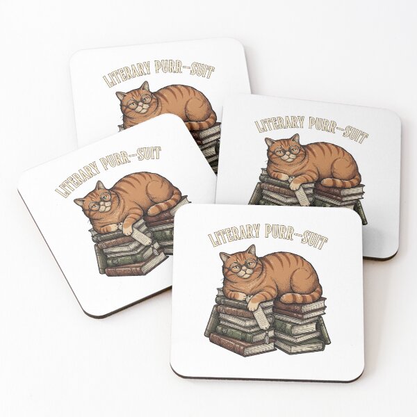 Item preview,  Literary Purrsuit Cat Books Glasses Vintry Off designed and sold by VintryOff.