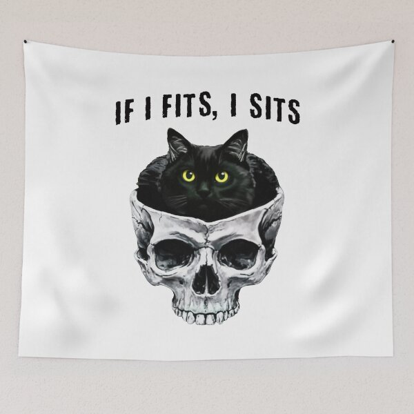 Item preview, Black Cat in Skull If I Fits I Sits designed and sold by nosu-art-pod.