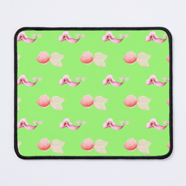 Item preview, Cute Pink Mermaid and Goldfish Green Seamless Pattern designed and sold by FestivityFinds.