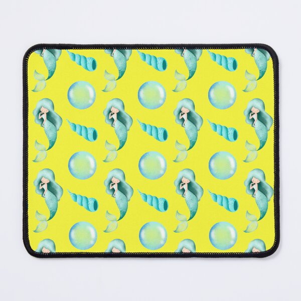 Item preview, Cute Mint Green Mermaid Yellow Seamless Pattern designed and sold by FestivityFinds.