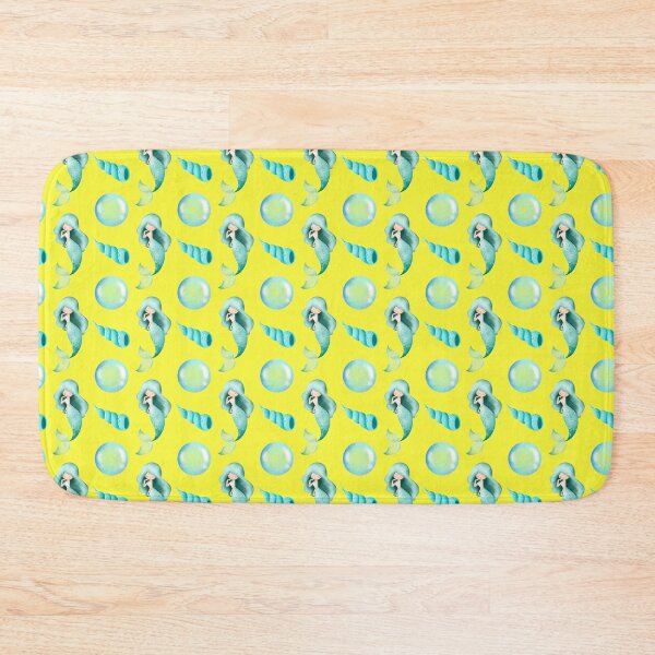 Item preview, Cute Mint Green Mermaid Yellow Seamless Pattern designed and sold by FestivityFinds.