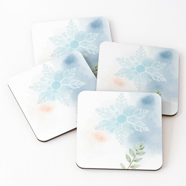 Item preview, Watercolor Snowflake with Green Plant Leaf designed and sold by Vida e Arte.