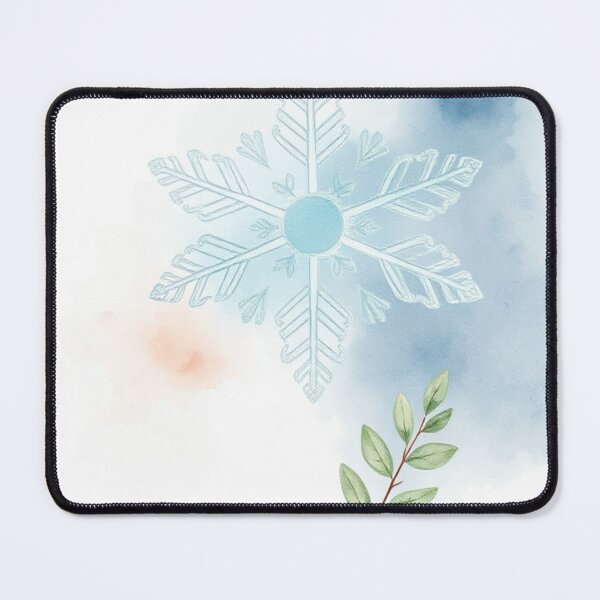 Item preview, Watercolor Snowflake with Green Plant Leaf designed and sold by Vida e Arte.