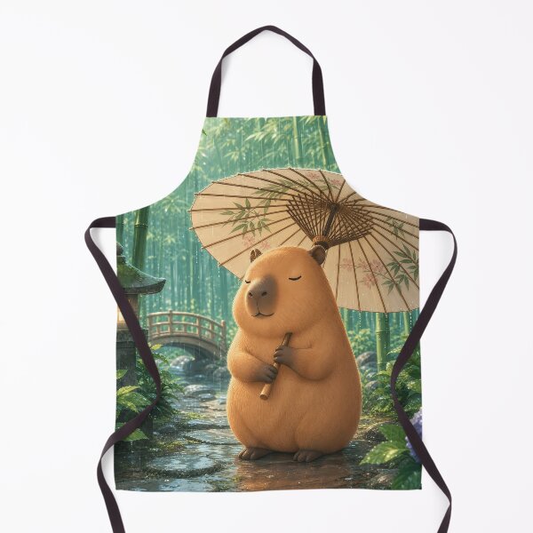 Item preview, Cute Capybara with Umbrella in Japanese Garden designed and sold by LuisWorks.
