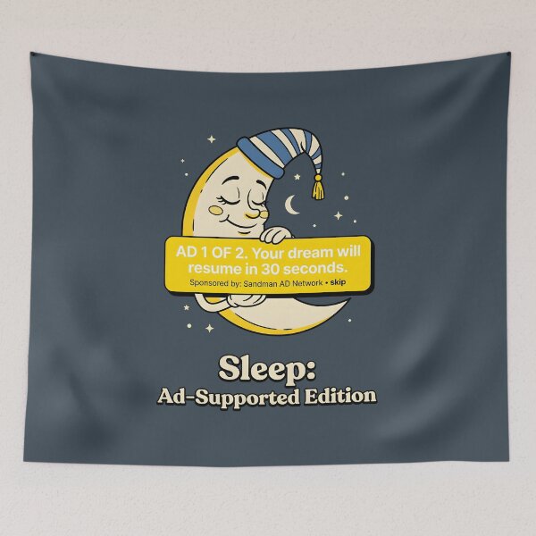 Item preview, Sleep Ad Supported Edition Retro Moon designed and sold by SplashTastic.