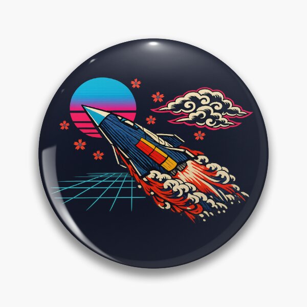 Item preview, Neon Retro Synthwave Ukiyo‑E Starship designed and sold by KungPowUnicorn.
