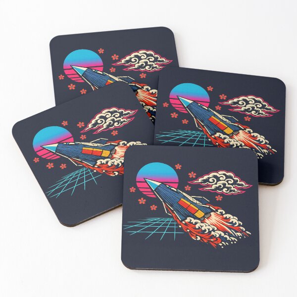 Item preview, Neon Retro Synthwave Ukiyo‑E Starship designed and sold by KungPowUnicorn.