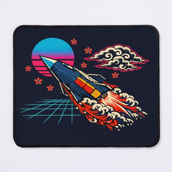 Item preview, Neon Retro Synthwave Ukiyo‑E Starship designed and sold by KungPowUnicorn.
