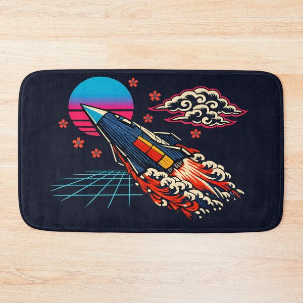Item preview, Neon Retro Synthwave Ukiyo‑E Starship designed and sold by KungPowUnicorn.