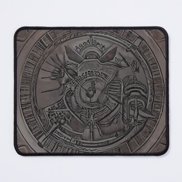 Item preview, Dark Winged Figure Ancient Script Dial Inverted Face Biomechanical Surreal Abstract Art designed and sold by YugenWorkshop.