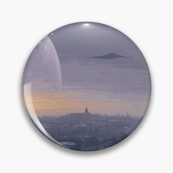 Item preview, pixel city view panorama daylight sunset mood futuristic sci fi moon landscape illustration dejco.art domin designed and sold by dejco.art.
