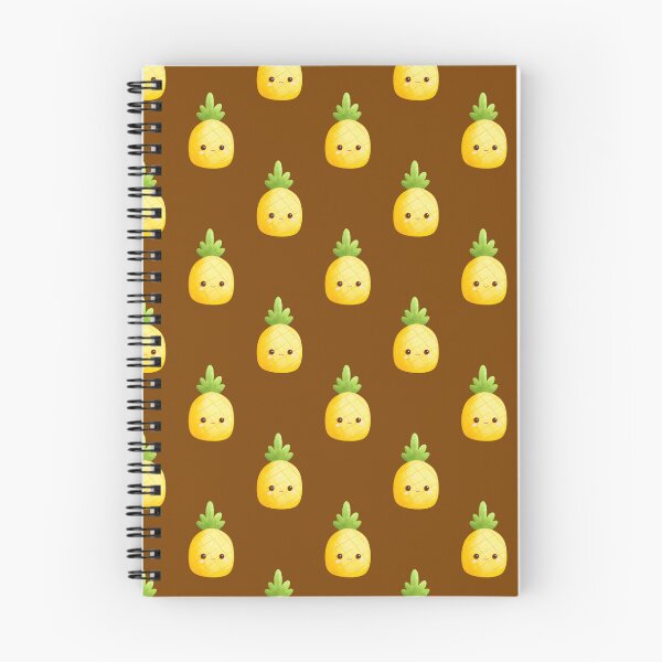 Artikelvorschau, Notizbuch mit Kawaii-Ananas-Muster | Niedliche Cartoon-Frucht entworfen und verkauft von FestivityFinds.