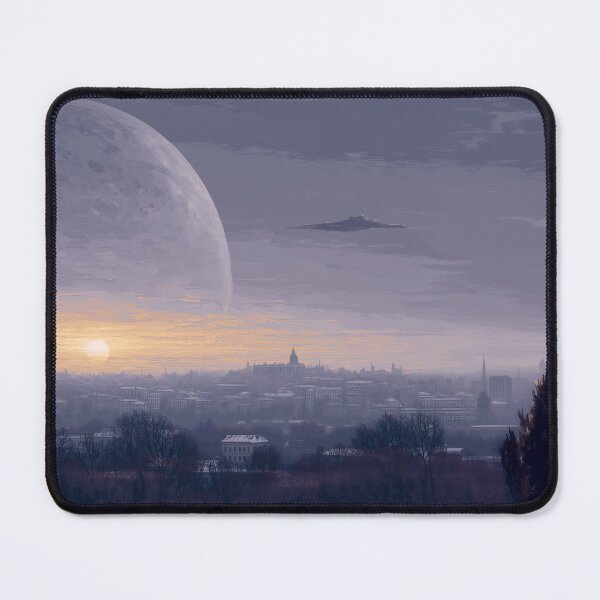 Item preview, pixel city view panorama daylight sunset mood futuristic sci fi moon landscape illustration dejco.art domin designed and sold by dejco.art.