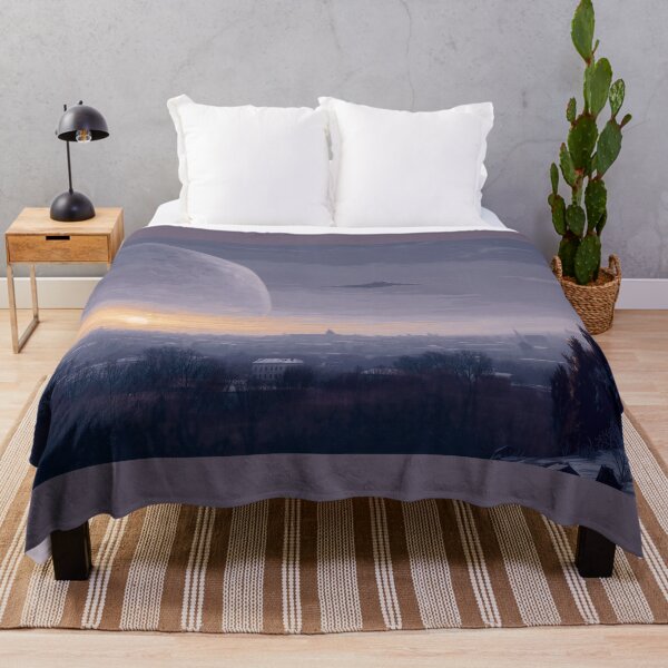 Item preview, pixel city view panorama daylight sunset mood futuristic sci fi moon landscape illustration dejco.art domin designed and sold by dejco.art.