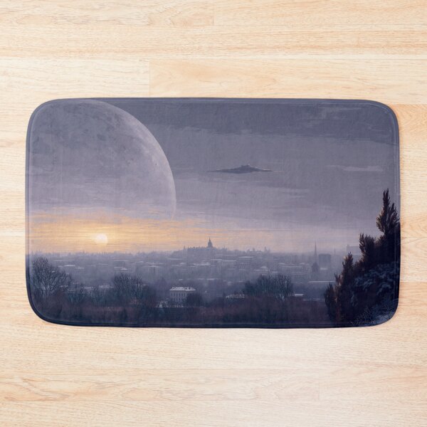 Item preview, pixel city view panorama daylight sunset mood futuristic sci fi moon landscape illustration dejco.art domin designed and sold by dejco.art.
