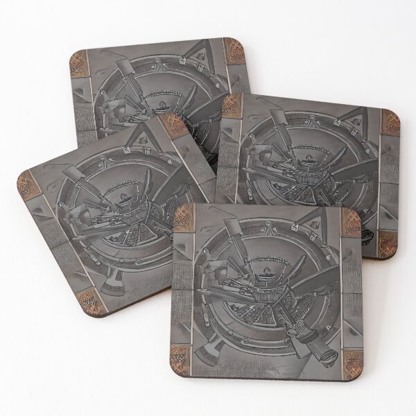 Item preview, Dark Armory Tunnel Crossed Blades Celtic Frame Biomechanical Surreal Abstract Art designed and sold by YugenWorkshop.