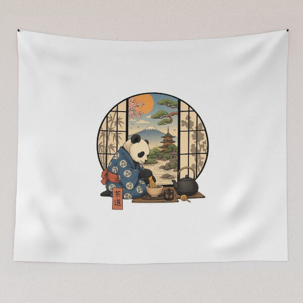 Item preview, Japanese Tea Ceremony Panda Illustration designed and sold by LeCoinDeFredPro.