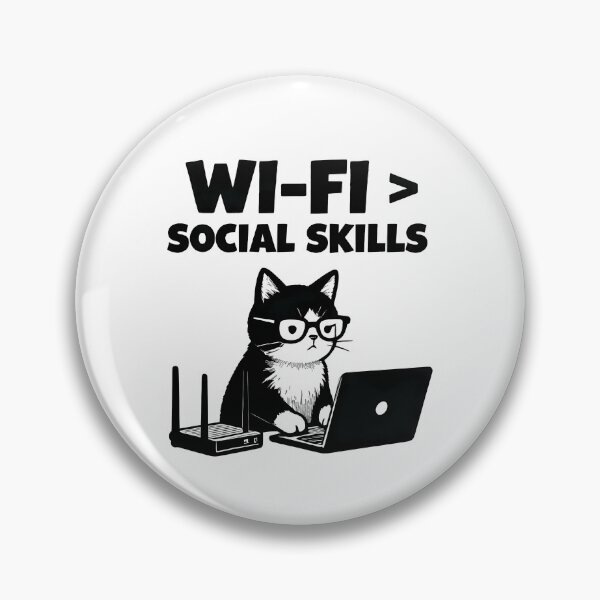 Item preview, Wi-Fi Over Social Skills Cat Meme designed and sold by LuloCreative.