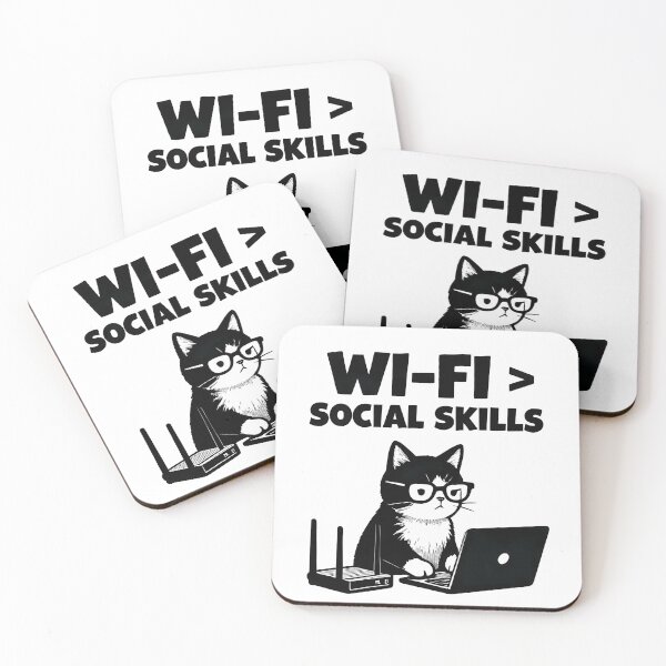 Item preview, Wi-Fi Over Social Skills Cat Meme designed and sold by LuloCreative.
