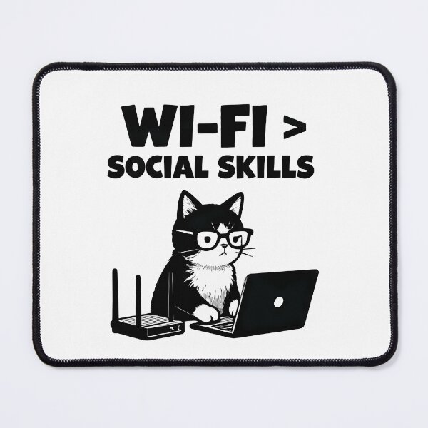 Item preview, Wi-Fi Over Social Skills Cat Meme designed and sold by LuloCreative.