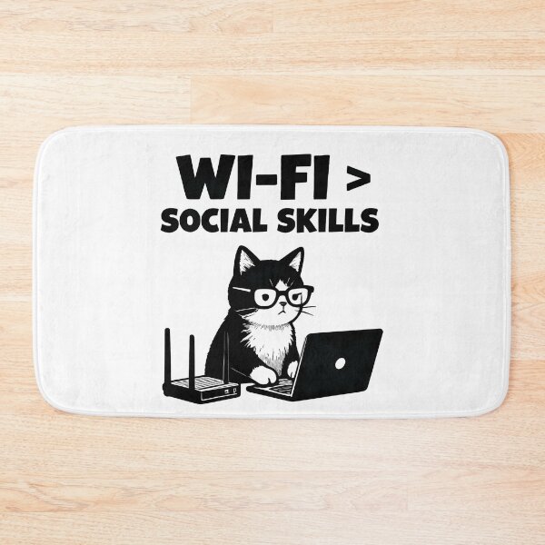Item preview, Wi-Fi Over Social Skills Cat Meme designed and sold by LuloCreative.