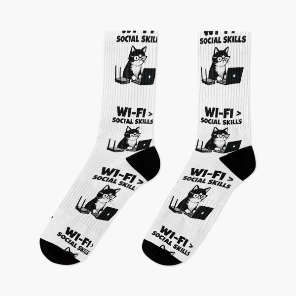 Item preview, Wi-Fi Over Social Skills Cat Meme designed and sold by LuloCreative.