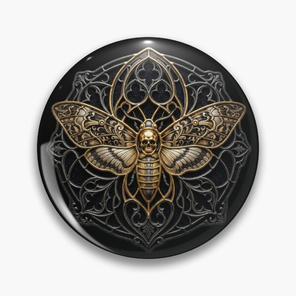 Item preview, Death's-Head Moth Golden Metal — Gothic Hexagon Black Gold designed and sold by David Mateo ArtWorks.