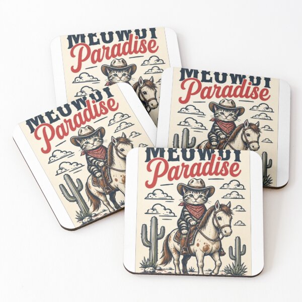 Item preview, Meowdy Paradise Fitted T-Shirt – Funny Cowboy Cat Riding Horse Western Desert Cat Lover Graphic Tee designed and sold by IconicDesignsXd.