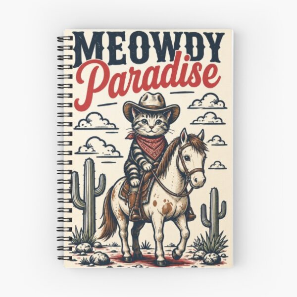 Item preview, Meowdy Paradise Fitted T-Shirt – Funny Cowboy Cat Riding Horse Western Desert Cat Lover Graphic Tee designed and sold by IconicDesignsXd.