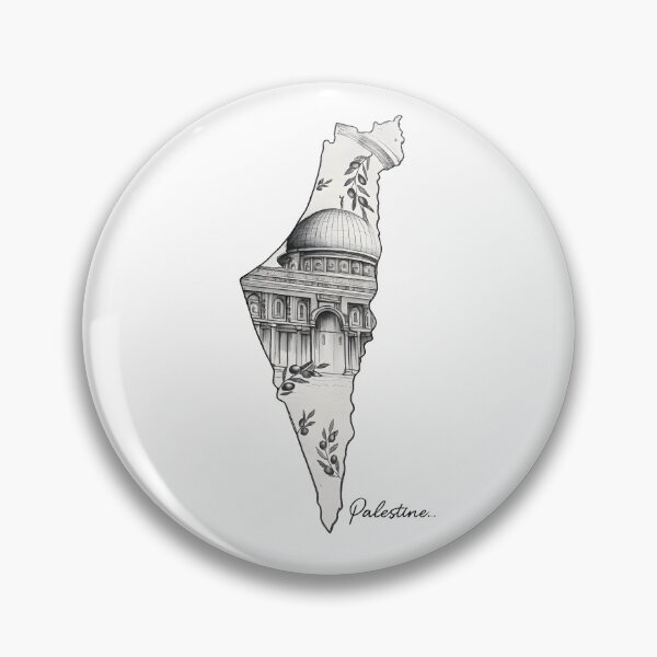 Item preview, Palestine Map Dome of the Rock Pencil Sketch Art designed and sold by Al-HayaAsia.