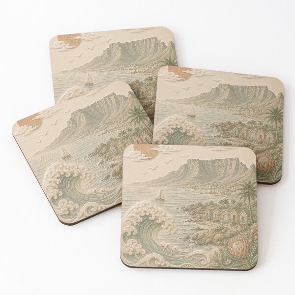 Item preview, South Africa Coastal Relief Art – Cape Town Ocean Landscape designed and sold by TheSlowShore.