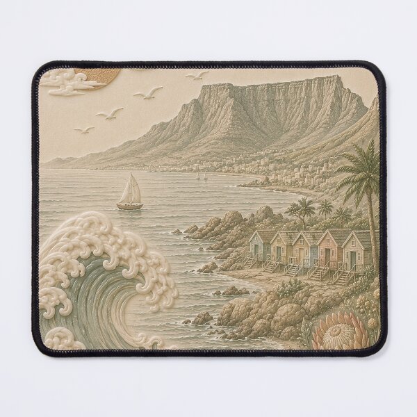 Item preview, South Africa Coastal Relief Art – Cape Town Ocean Landscape designed and sold by TheSlowShore.