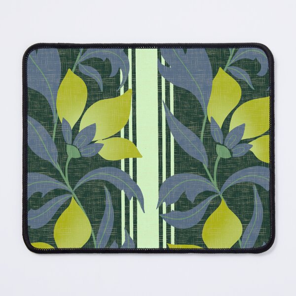 Item preview, Bold floral and stripe pattern - textured leaves and flowers - yellow green and gray designed and sold by ahahdodo.