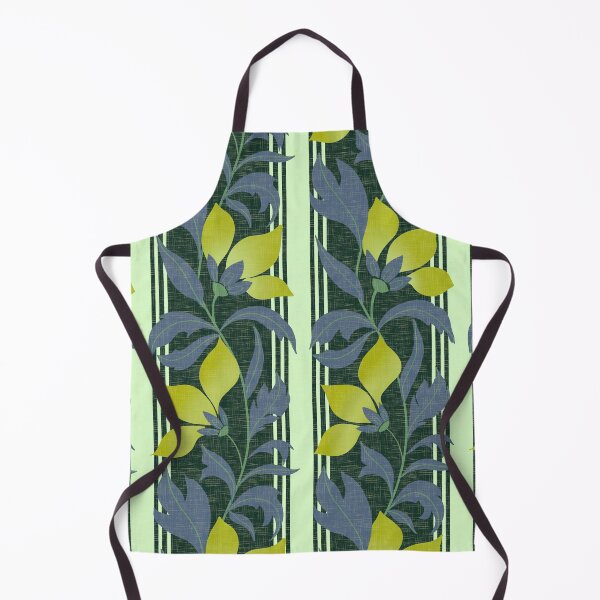 Item preview, Bold floral and stripe pattern - textured leaves and flowers - yellow green and gray designed and sold by ahahdodo.