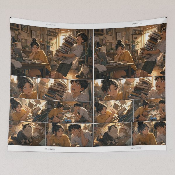 Item preview, Student Life Cozy Reading Room Comic Print designed and sold by Grafititee.
