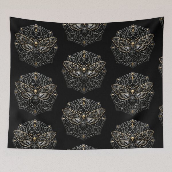 Item preview, Death's-Head Moth Subtle Dark Gold — Gothic Shadowy Hexagon designed and sold by David Mateo ArtWorks.