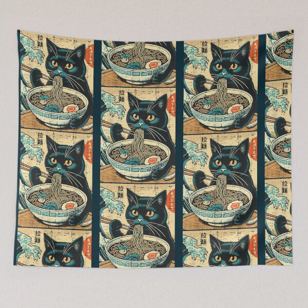 Item preview, Japanese Cat Ramen Great Wave Vintage Art Food Men Women Kid   designed and sold by aralenad1.