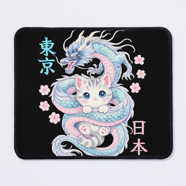 Item preview, Japanese Dragon Kawaii Kitten Cute Cat Pastel Anime Lover  designed and sold by aralenad1.