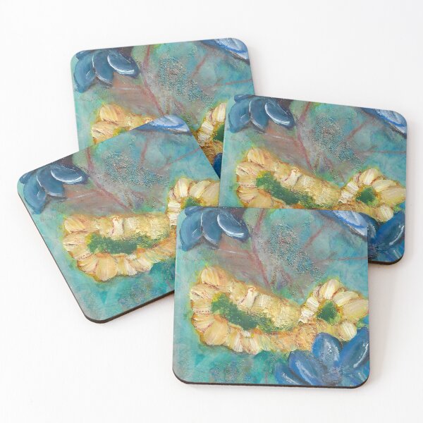 Item preview, Blue and Gold Blooms  designed and sold by ShonaCallumArt.