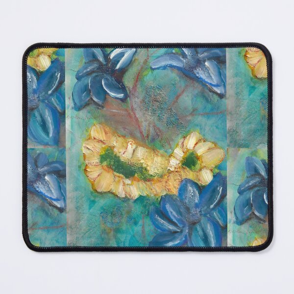 Item preview, Blue and Gold Blooms designed and sold by ShonaCallumArt.
