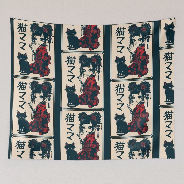 Item preview, Japanese Gothic Kawaii Anime Samurai Cat Mom Woman Girls   designed and sold by aralenad1.