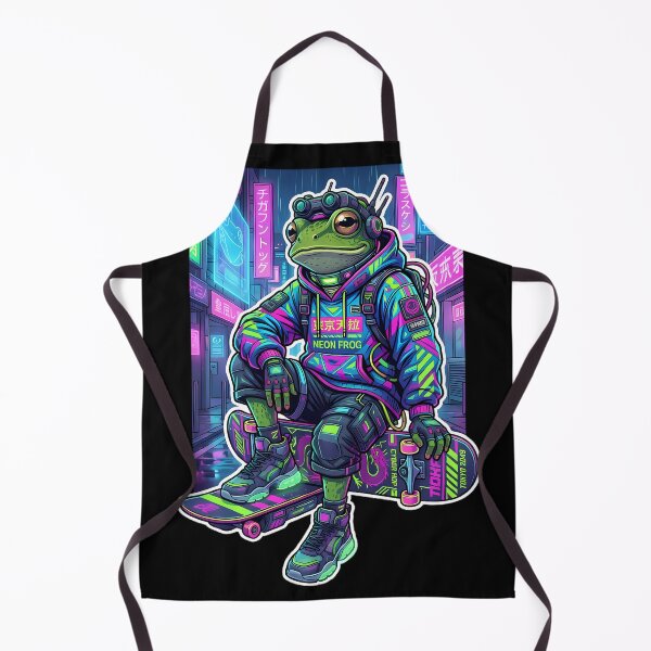 Item preview, Neon Frog Skater Sitting On Skateboard designed and sold by Linework Studio.