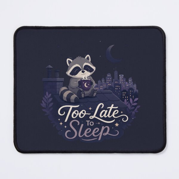 Item preview, Too Late To Sleep - Cute Raccoon Night Coffee Badge designed and sold by KrzysztofART.