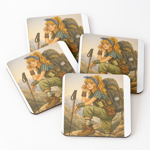 Item preview, Golden Mountain Woman – Retro Hiking Portrait designed and sold by Gabe1983.