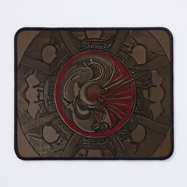 Item preview, Dark Red Ring Spiral Blade Cross Crimson Mandala Surreal Abstract Art designed and sold by YugenWorkshop.