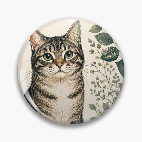 Item preview, Botanical Tabby Cat Art Print – Vintage Illustration Cat Greenery Leaves Nature Lover Wall Art Print designed and sold by IconicDesignsXd.