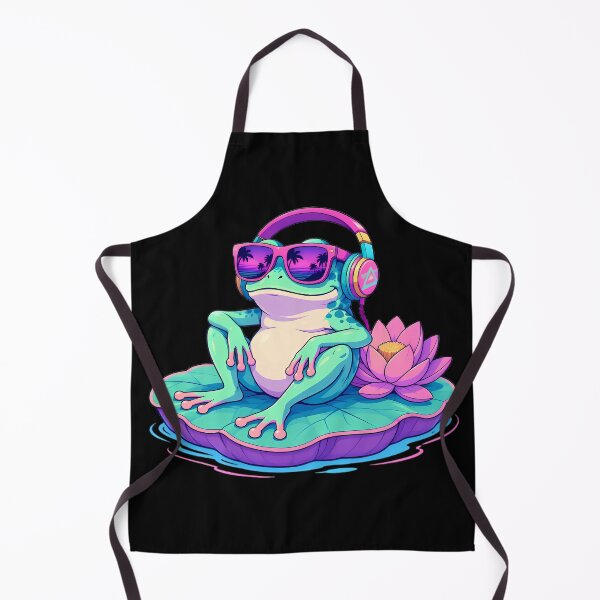 Item preview, Cool Frog with Headphones on Lily Pad designed and sold by Linework Studio.