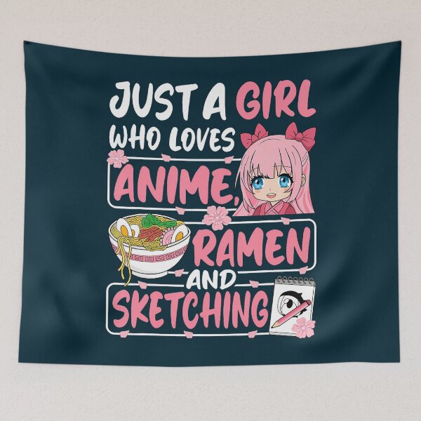 Item preview, Just A Girl Who Loves Anime Ramen And Sketching Japan Anime   designed and sold by hermaneeu.