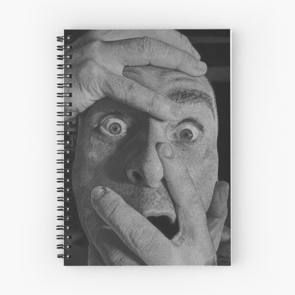 Item preview, Shocked Face Hands Graphite — Hyperrealistic Black White Portrait designed and sold by David Mateo ArtWorks.